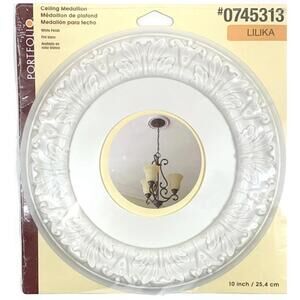 Portfolio LILIKA 10" Ceiling Medallion, White Paintable Styrene Plastic #0745313